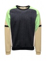 QBISM color block sweatshirt in green denim beige buy online STYLE 09 MINT/BEIGE/NAVY