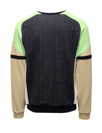 QBISM color block sweatshirt in green denim beige