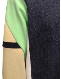 QBISM color block sweatshirt in green denim beige price