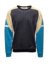 QBISM color block sweatshirt in denim, beige and light blue buy online STYLE 08 TURQOISE/BEIGE/NAVY