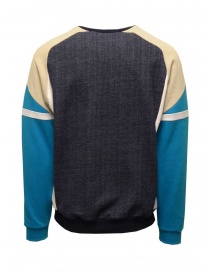 QBISM color block sweatshirt in denim, beige and light blue