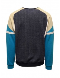 QBISM color block sweatshirt in denim, beige and light blue buy online