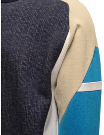 QBISM color block sweatshirt in denim, beige and light blue price