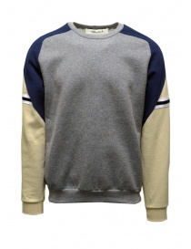 Maglieria uomo online: QBISM felpa color block grigia blu e beige