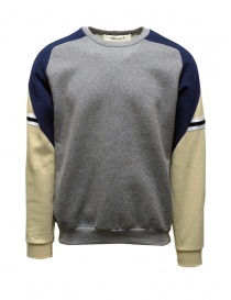 QBISM grey blue and beige color block sweatshirt STYLE 13 BEIGE/GREY/NAVY order online
