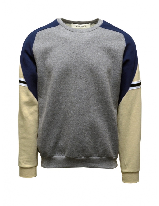 QBISM grey blue and beige color block sweatshirt STYLE 13 BEIGE/GREY/NAVY men s knitwear online shopping
