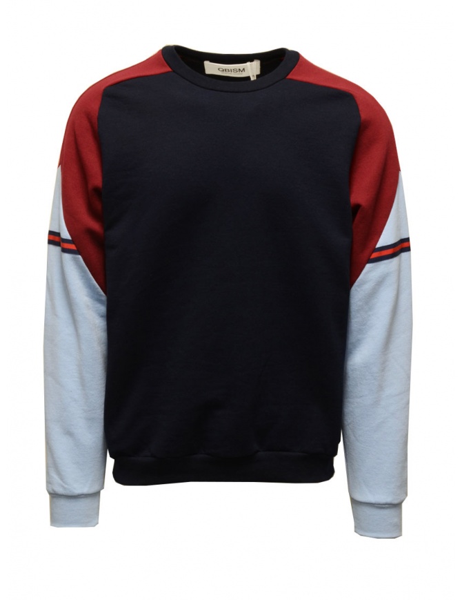 QBISM blue, light blue and burgundy red sweatshirt STYLE 14 RED/NAVY/SKY men s knitwear online shopping