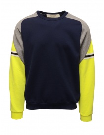 QBISM blue, grey and fluo yellow sweatshirt STYLE 12 NEON/GREY/NAVY