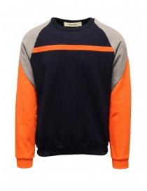 QBISM blue orange and grey color block sweatshirt STYLE 15 ORANGE/NAVY/GREY