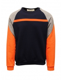 QBISM felpa blu arancione e grigia color block STYLE 15 ORANGE/NAVY/GREY order online