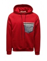 QBISM red hooded sweatshirt with denim pocket buy online STYLE 10 RED/DENIM