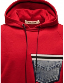 QBISM red hooded sweatshirt with denim pocket price