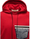 QBISM red hooded sweatshirt with denim pocket STYLE 10 RED/DENIM price