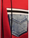 QBISM red hooded sweatshirt with denim pocket STYLE 10 RED/DENIM buy online