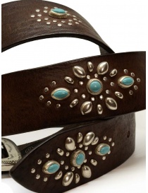 Post & Co leather belt with studs and turquoise stones