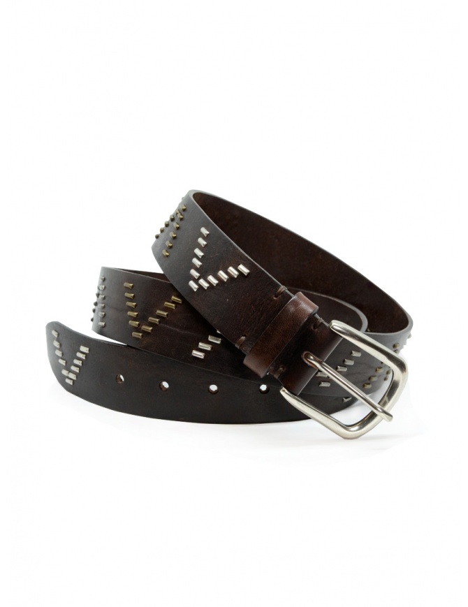 Post & Co brown leather belt with V decoration 8864 VIN ESPRESSO