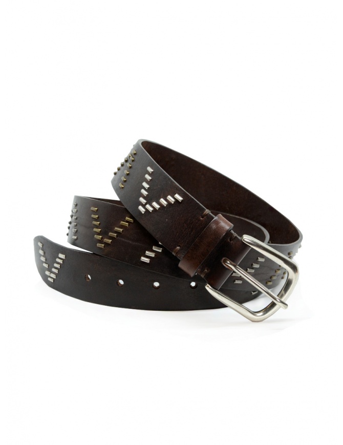 Post&Co cintura in cuoio marrone con decorazione a V 8864 VIN ESPRESSO cinture online shopping