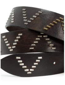 Post & Co brown leather belt with V decoration buy online