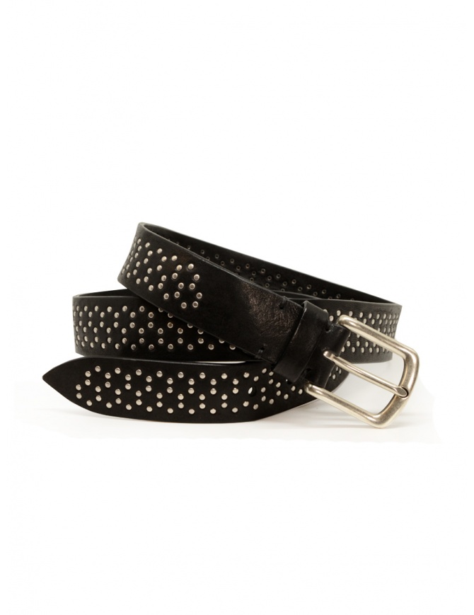 Post & Co black leather belt with small studs 8820 VIN NERO