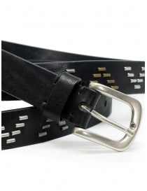 Post & Co black leather belt with V pattern buy online