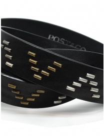 Post & Co black leather belt with V pattern price