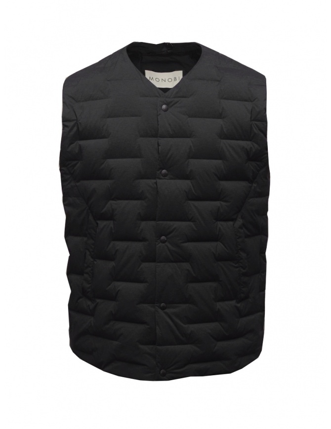 Monobi black quilted vest 10889312 F 5099 BLACK mens vests online shopping