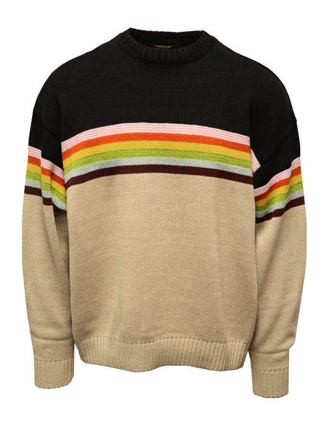 Kapital Moonbow cotton colored striped sweater K2203KN016 BLACK-BE
