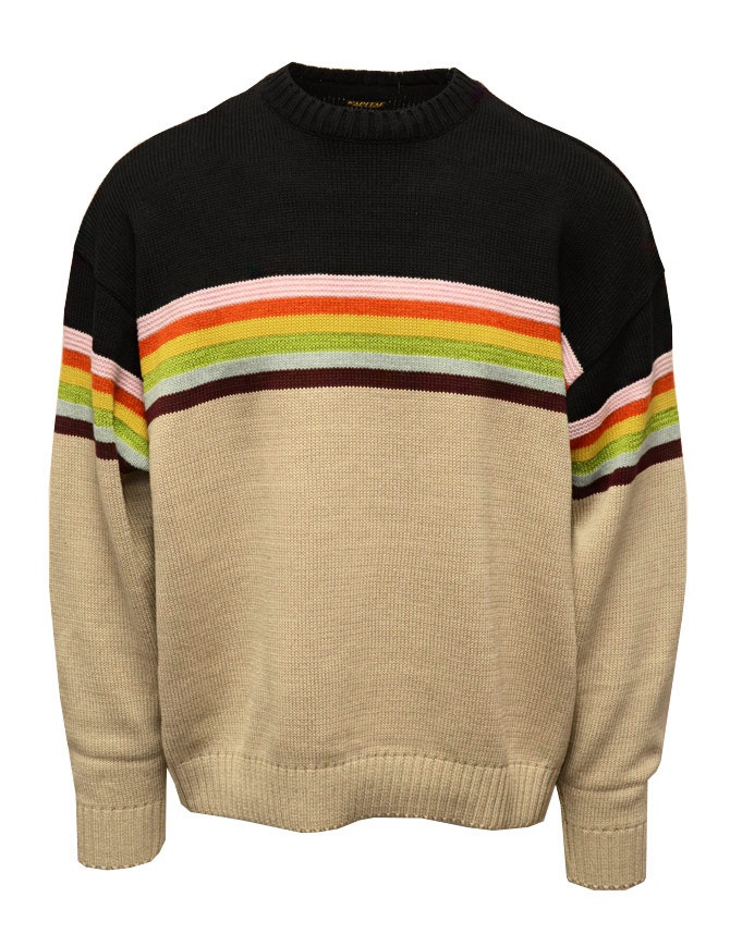 Kapital Moonbow cotton colored striped sweater K2203KN016 BLACK-BE men s knitwear online shopping