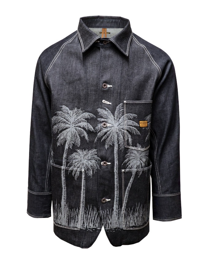 Kapital denim shirt-jacket with embroidered palm trees K2203LJ038 INDIGO mens shirts online shopping