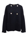 Ma'ry'ya cardigan in cotone doppiopetto blu scollo tondo acquista online YGK041_12NAVY