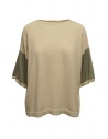 Ma'ry'ya maglia in cotone beige con maniche a righe acquista online YGK128_7BEIGE/MILITARY