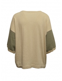 Ma'ry'ya maglia in cotone beige con maniche a righe