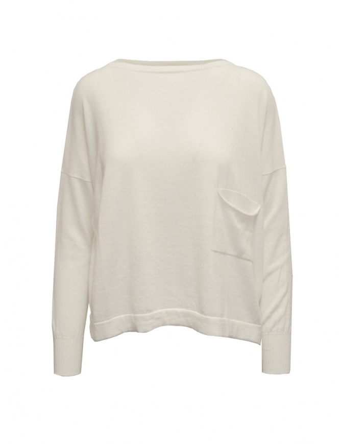 Ma'ry'ya white cotton sweater with a pocket YGK026_1WHITE women s knitwear online shopping