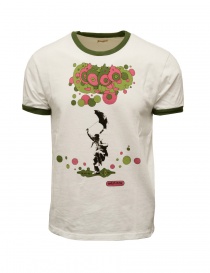 T shirt uomo online: Kapital T-shirt bianca con stampa pop verde e rosa