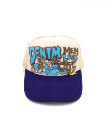 Kapital cappellino Denim Men Love Cats beige e viola