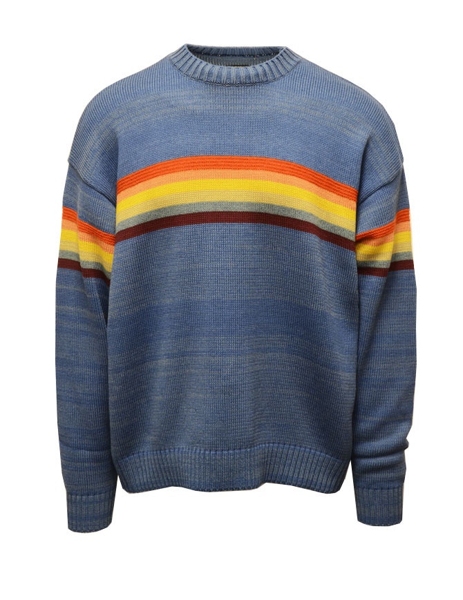 Kapital Rainbow & Rainbowy blue sweater with Smiley elbows K2203KN015 BL