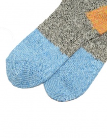 Kapital pistachio green and blue block colored socks