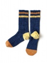 Kapital Happy Heel blue socks with smiley on the heel and orange toe buy online EK-1447 NAVY