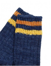 Kapital Happy Heel calzini blu con smile sul tallone e punta arancione
