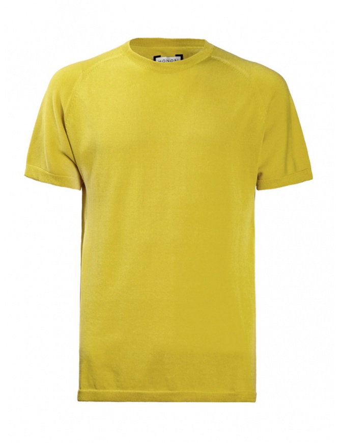 Monobi Icy Lime yellow cotton knit T-shirt 11199502 F 31025 BLAZING YELLOW mens t shirts online shopping