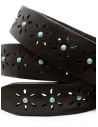 Post & Co. black leather belt with turquoise shop online belts