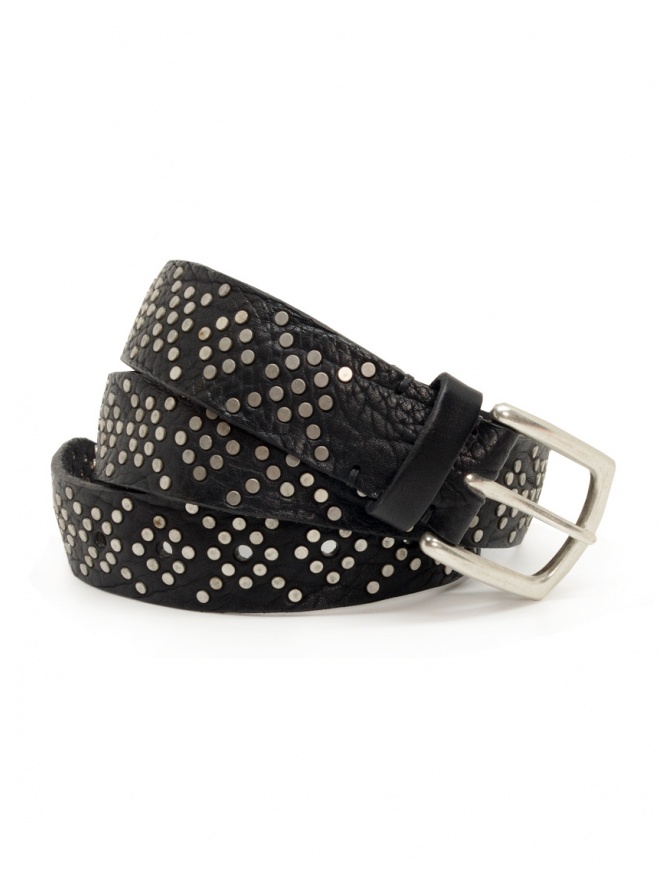 Post & Co. black leather belt with flat studs TC572SIL TAP NERO belts online shopping