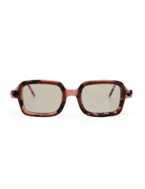 Glasses online: Kuboraum P2 pink and blue tortoiseshell rectangular sunglasses