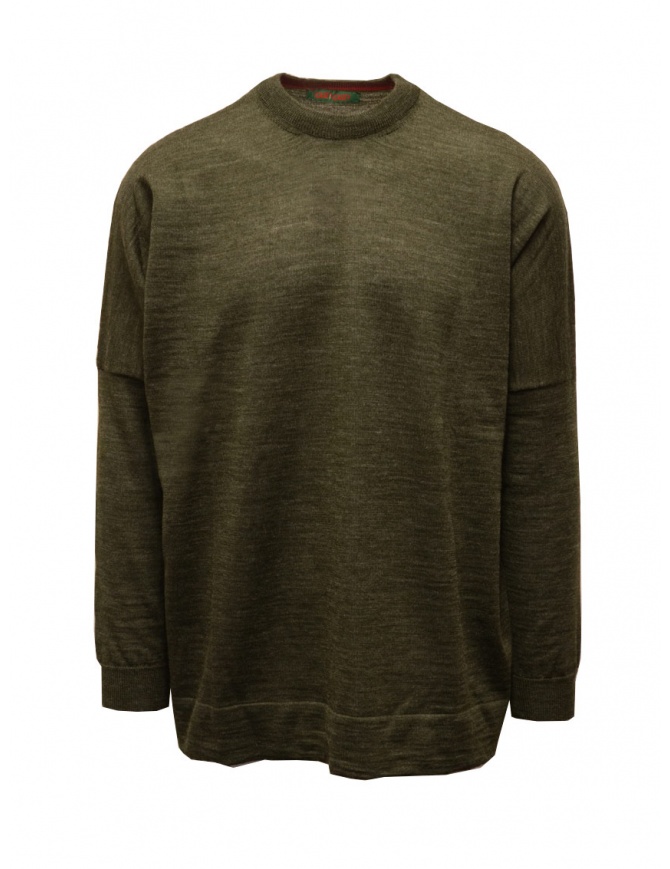 Casey Casey pullover in lana verde cachi da uomo S19001 KAKI maglieria uomo online shopping