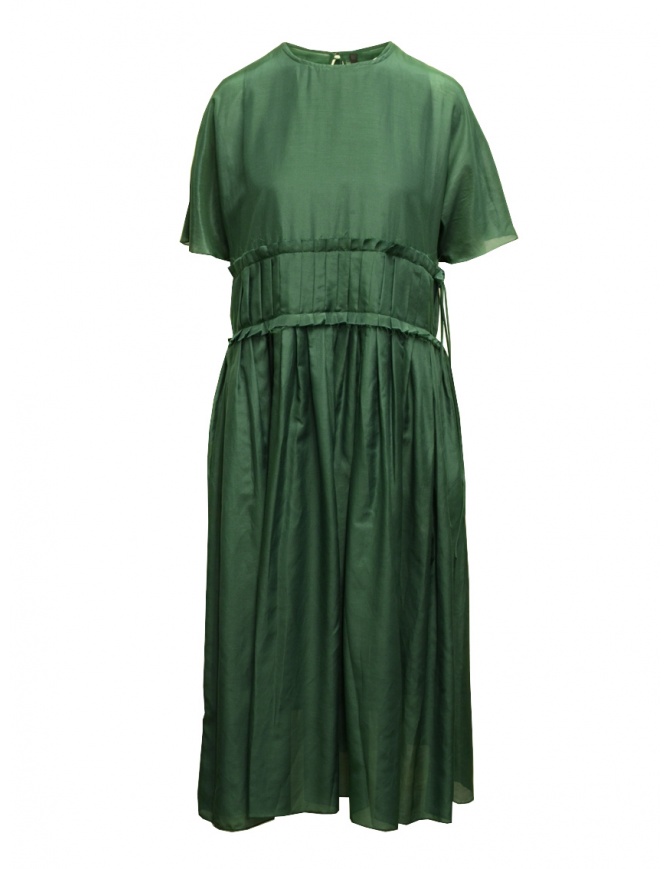 Sara Lanzi abito lungo misto seta verde SL A04 GREEN abiti donna online shopping