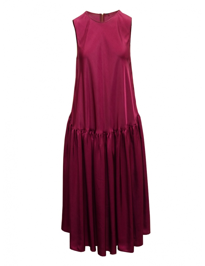 Sara Lanzi long sleeveless cyclamen cupro dress SL A2 PURPLE womens dresses online shopping
