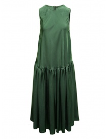 Sara Lanzi abito lungo smanicato in cupro verde SL A2 GREEN ordine online