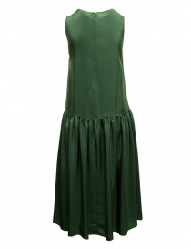 Sara Lanzi abito lungo smanicato in cupro verde acquista online