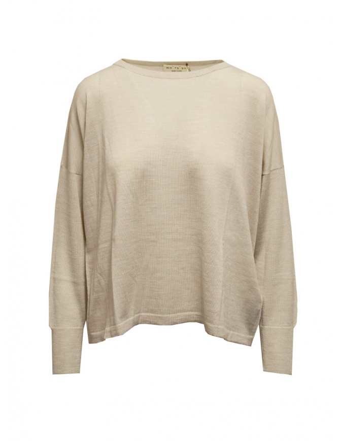 Ma'ry'ya boxy sweater in beige merino wool, silk and cashmere YHK094 2 ICE women s knitwear online shopping
