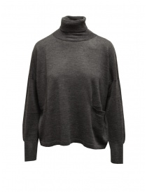 Ma'ry'ya turtleneck sweater in grey wool, silk and cashmere YHK095 6 DKGREY